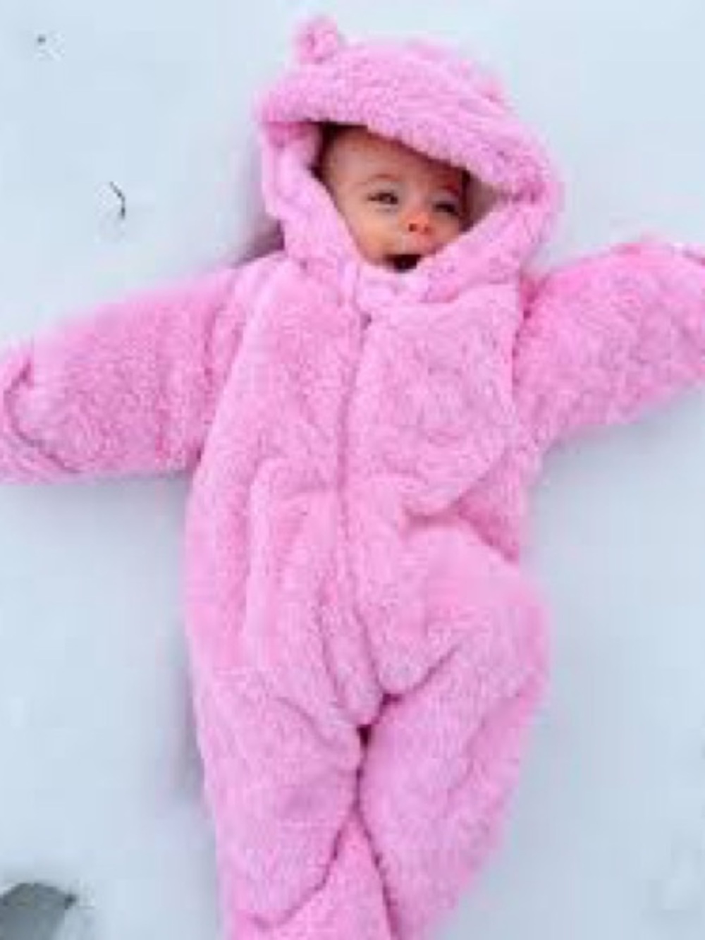 Wonder Nation pink hooded faux shearling onesie furry all-in-one snowsuit 3-6M